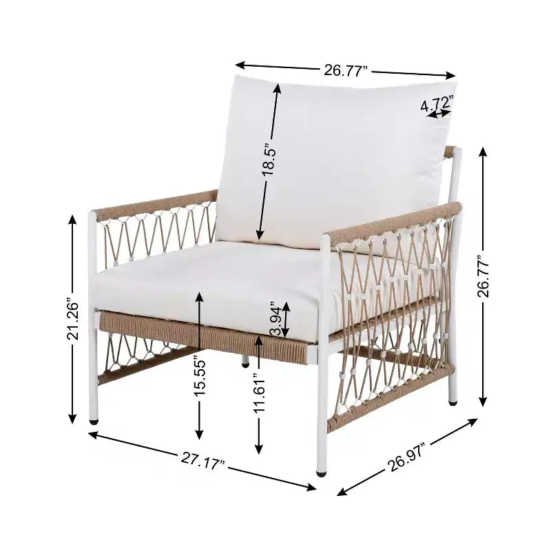 Ensemble de mobilier d'extérieur bohème 3 pièces avec 2 chaises pivotantes et une table en verre, pour le jardin ou le bord de piscine
