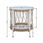 Ensemble de mobilier d'extérieur bohème 3 pièces avec 2 chaises pivotantes et une table en verre, pour le jardin ou le bord de piscine