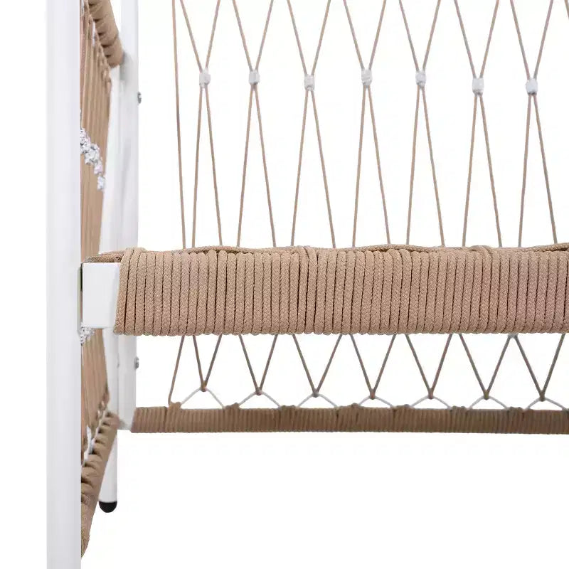 Ensemble de mobilier d'extérieur bohème 3 pièces avec 2 chaises pivotantes et une table en verre, pour le jardin ou le bord de piscine