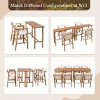 GDFStudio Carter Set da Pranzo da Esterno Moderno da 6 Pezzi in Legno di Acacia con Tavolo Altezza Bar e Sgabelli
