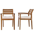 Set da pranzo rustico per esterni Whisen da 7 pezzi - 8 posti a sedere, set di mobili da giardino con cuscini rimovibili, sedie e panca, resistente alle intemperie - Naturale