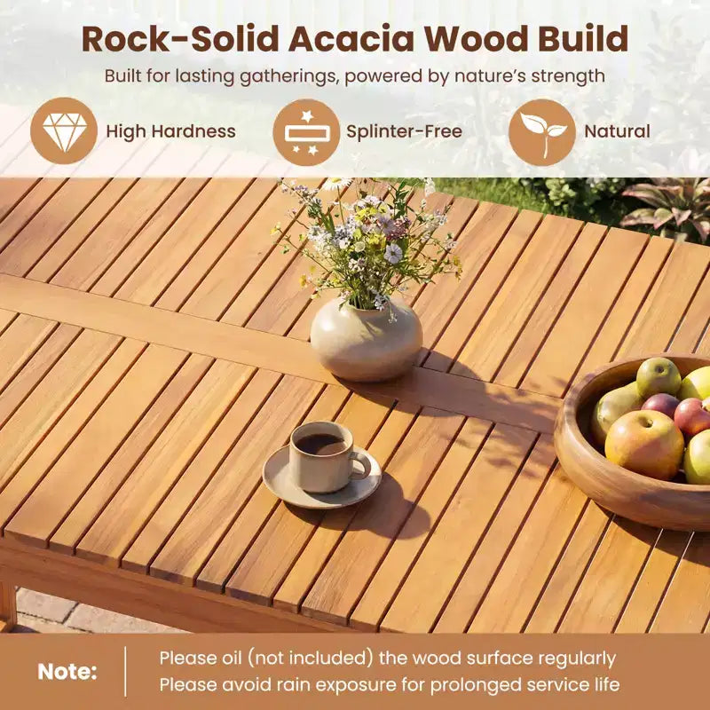 Ensemble de salle à manger 5 pièces en bois d'acacia Gymax avec table et chaises en rotin pour balcon ou piscine