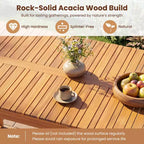 Ensemble de salle à manger 5 pièces en bois d'acacia Gymax avec table et chaises en rotin pour balcon ou piscine