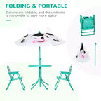Set tavolo e sedie per bambini, mobili da giardino pieghevoli per esterni, tavolo da picnic per patio e cortile, con ombrellone rimovibile e regolabile in altezza