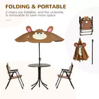 Set tavolo e sedie per bambini, mobili da giardino pieghevoli per esterni, tavolo da picnic per patio e cortile, con ombrellone rimovibile e regolabile in altezza