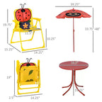 Set tavolo e sedie per bambini, mobili da giardino pieghevoli per esterni, tavolo da picnic per patio e cortile, con ombrellone rimovibile e regolabile in altezza