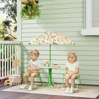 Set Tavolo e Sedie da Picnic per Bambini, Tavolo per Attività All'aperto con Sedie Pieghevoli, Ombrellone Rimovibile per Giardino