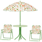 Kids Picnic Table and Chair Set, Outdoor Activity Table with Foldable Chairs, Removable Umbrella for Backyard