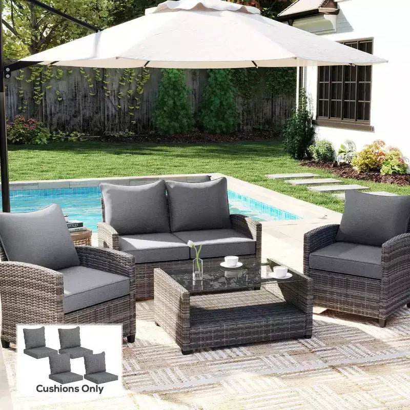 8 Patio Chair Cushions with Seat & Backrest, Fade Resistant Seat Replacement Cushion Set