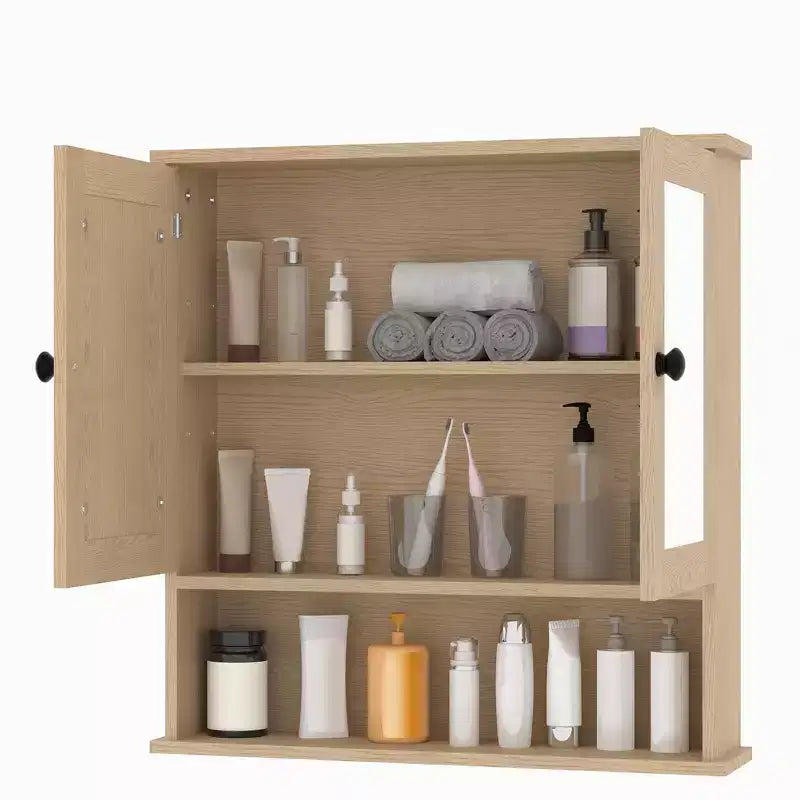 Armadietto dei medicinali con specchio da 22,2 pollici per bagno, armadietto da parete sopra il WC con ripiano regolabile, armadietto impermeabile in MDF per bagno