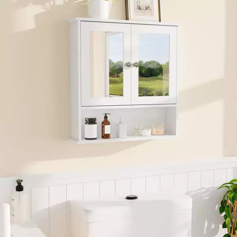 Armadietto dei medicinali con specchio da 22,2 pollici per bagno, armadietto da parete sopra il WC con ripiano regolabile, armadietto impermeabile in MDF per bagno