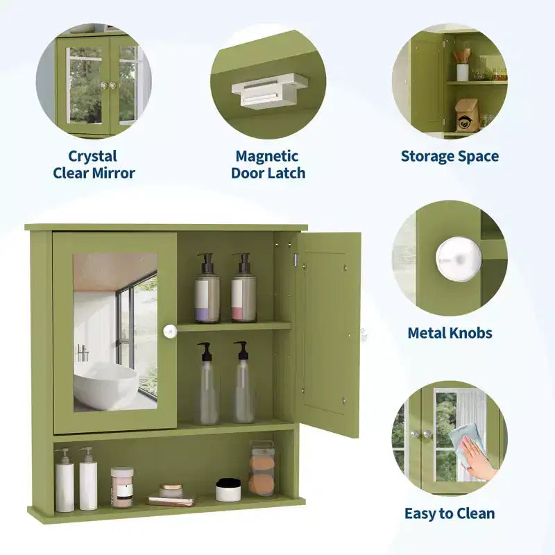 Armadietto dei medicinali con specchio da 22,2 pollici per bagno, armadietto da parete sopra il WC con ripiano regolabile, armadietto impermeabile in MDF per bagno