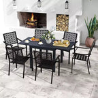 Set da pranzo da esterno espandibile Gymax 7 pezzi con piano e sedili a doghe per giardino e terrazza