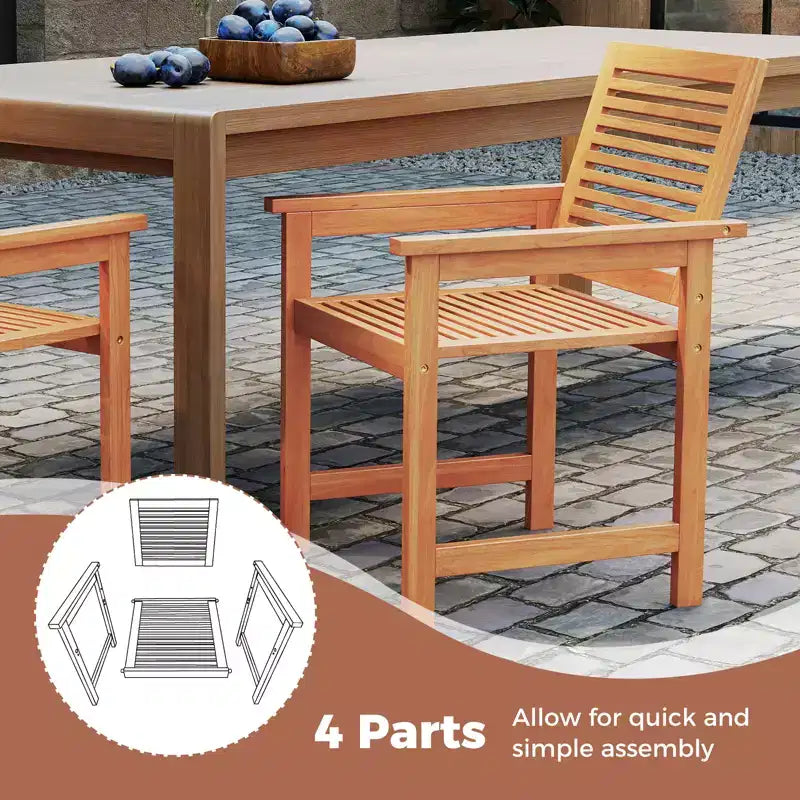 Set da pranzo da esterno Gymax con tavolo in legno a 7 pezzi, tavolo rettangolare e 6 poltrone