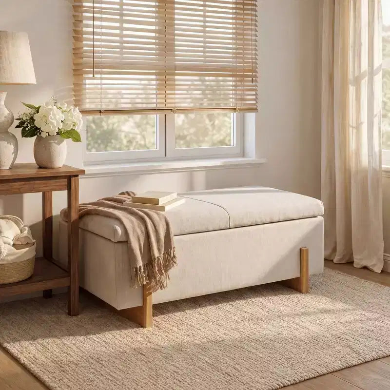 Panca Contenitore Moderna Imbottita Sallyann con Coperchio Sollevabile