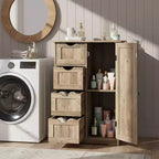 Mobiletto contenitore per bagno grigio effetto lavato con 4 cassetti e 1 anta