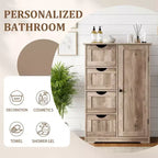 Mobiletto contenitore per bagno grigio effetto lavato con 4 cassetti e 1 anta