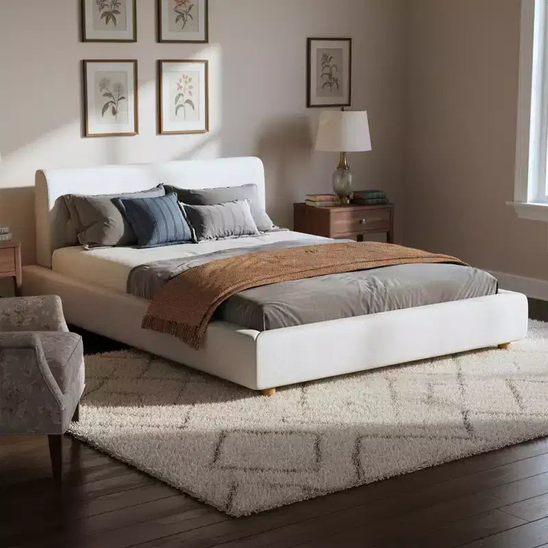 Letto Imbottito Moderno con Testiera Ulyana Boucle