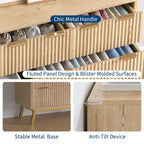 Cassettiera scanalata a 6 cassetti, mobile contenitore moderno in legno da 152 cm per camera da letto, soggiorno, ingresso