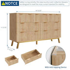 Cassettiera scanalata a 6 cassetti, mobile contenitore moderno in legno da 152 cm per camera da letto, soggiorno, ingresso