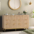 Cassettiera scanalata a 6 cassetti, mobile contenitore moderno in legno da 152 cm per camera da letto, soggiorno, ingresso
