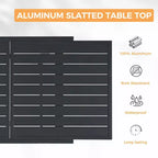 Table à manger extensible HAPPATIO pour extérieur, Table de patio en aluminium pour 4 à 8 personnes, Table rectangulaire thermolaquée avec trou pour parasol