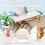 Ensemble repas de jardin 3 pièces Gymax : Table rectangulaire et 2 bancs avec trou pour parasol de 5 cm