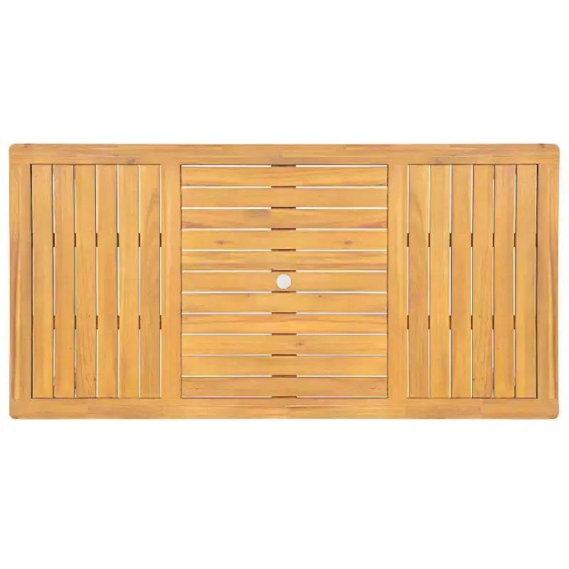 Christopher Knight Home Virote, set da pranzo moderno da 5 pezzi in legno di acacia, con foro per ombrellone e tavolo a doghe