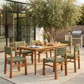 Christopher Knight Home Danette 7 Piece Outdoor Rustic Woven Wicker Acacia Wood Dining Set