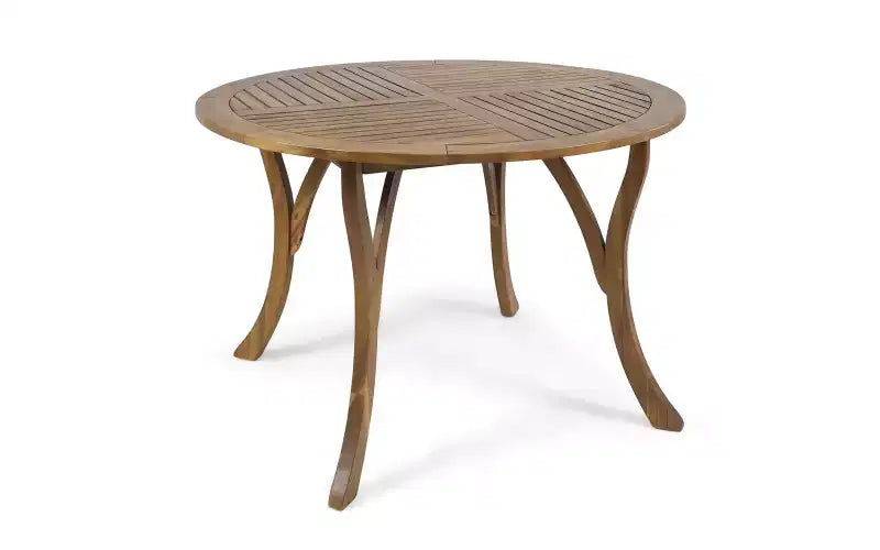 ModernLuxe Set da pranzo da patio in legno di acacia, tavolo da pranzo da esterno e 4 poltrone in corda intrecciata con cuscini crema, Teak+Nero