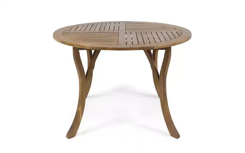 ModernLuxe Set da pranzo da patio in legno di acacia, tavolo da pranzo da esterno e 4 poltrone in corda intrecciata con cuscini crema, Teak+Nero