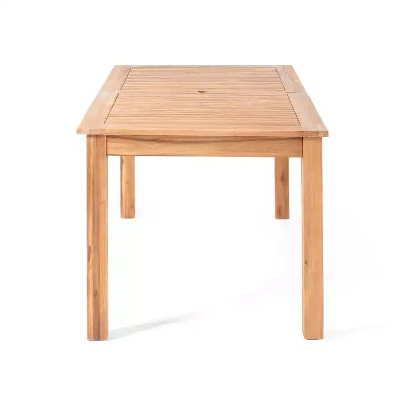 Christopher Knight Home Francine Set da Pranzo da Esterno di 7 Pezzi in Vimini Intrecciato Rustico con Legno di Acacia e Tavolo a Doghe Allungabile