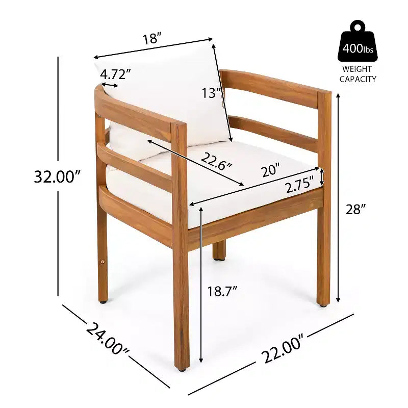 Christopher Knight Home Bennett, ensemble de 7 pièces de patio rustique en bois d'acacia avec table à manger extensible et chaises avec coussins