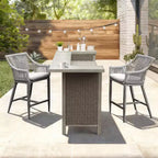GDFStudio Viviane Ensemble bar de terrasse 3 pièces en osier et aluminium avec tabourets de hauteur comptoir