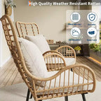 Set di 4 sedie da patio in vimini, mobili da esterno in rattan con cuscini e guanciali, sedie da patio boho per portico, giardino, per tutte le stagioni, facili da montare