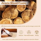 Costway Set da Pranzo da Esterno 5 Pezzi in Legno di Acacia con Foro per Ombrellone e Cuscini per Terrazza, Giardino