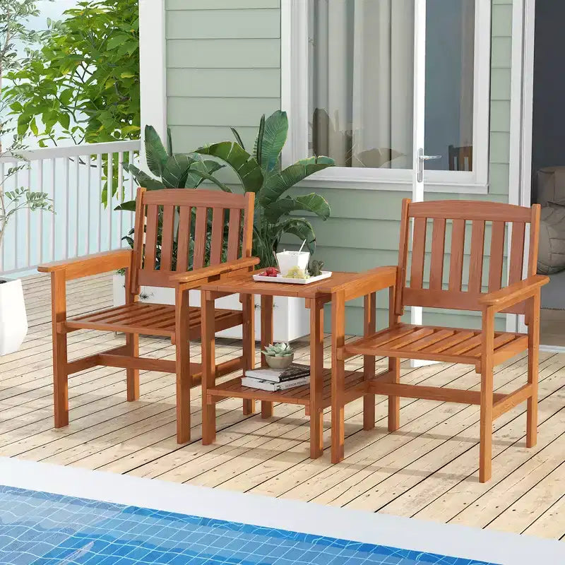 Costway Ensemble bistrot 3 pièces table et chaises avec trou pour parasol pour jardin et piscine