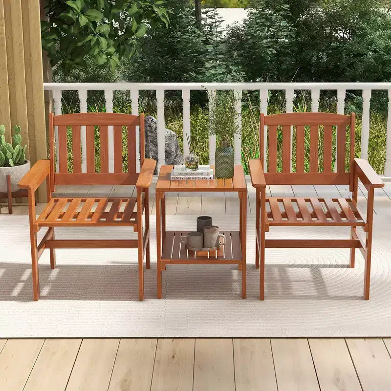 Costway Ensemble bistrot 3 pièces table et chaises avec trou pour parasol pour jardin et piscine