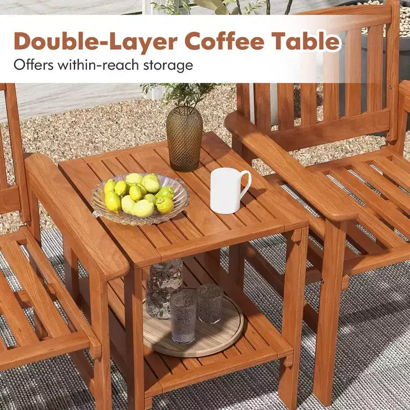 Costway Ensemble bistrot 3 pièces table et chaises avec trou pour parasol pour jardin et piscine