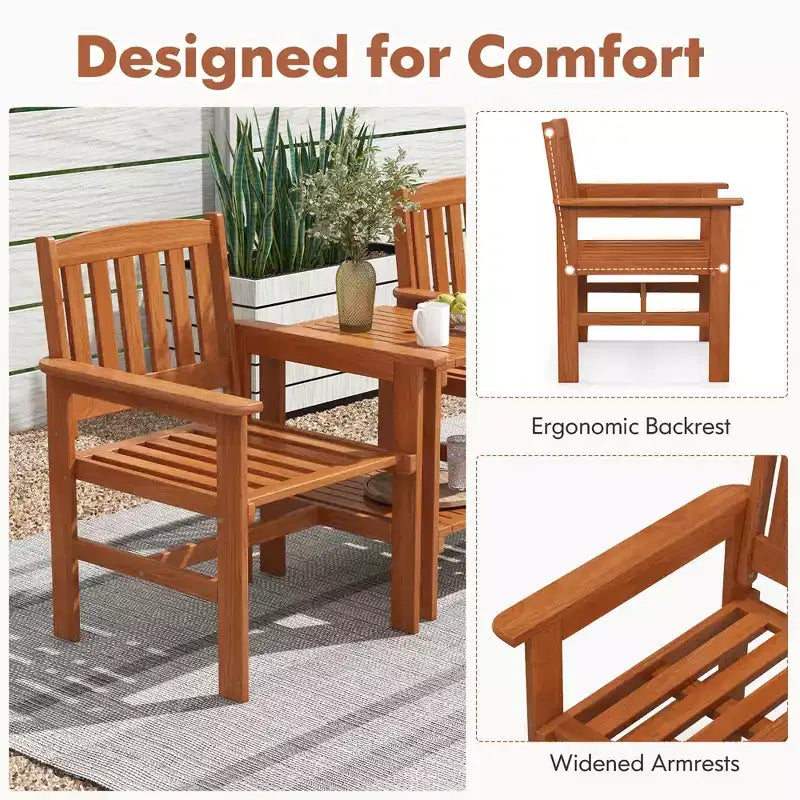 Costway Ensemble bistrot 3 pièces table et chaises avec trou pour parasol pour jardin et piscine