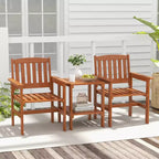Costway Ensemble bistrot 3 pièces table et chaises avec trou pour parasol pour jardin et piscine