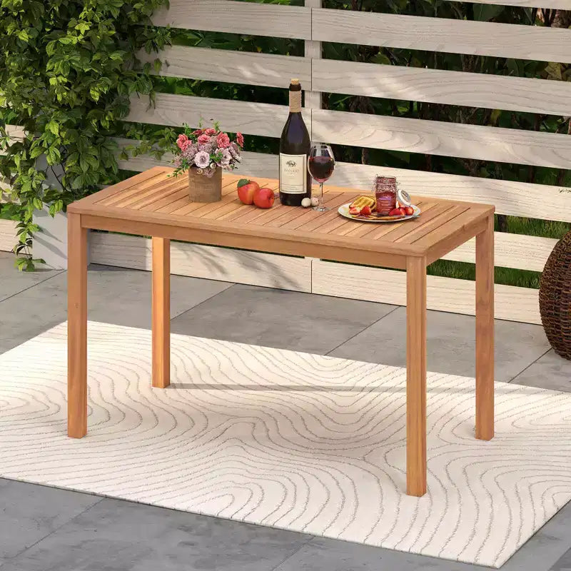 Costway Ensemble de salle à manger d'extérieur 3 pièces en bois d'acacia avec sièges à lattes pour terrasse, pelouse et jardin