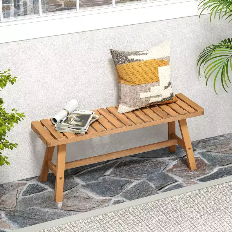 Costway Ensemble de salle à manger d'extérieur 3 pièces en bois d'acacia avec sièges à lattes pour terrasse, pelouse et jardin