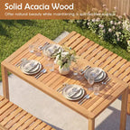 Costway Ensemble de salle à manger d'extérieur 3 pièces en bois d'acacia avec sièges à lattes pour terrasse, pelouse et jardin