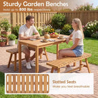 Costway Ensemble de salle à manger d'extérieur 3 pièces en bois d'acacia avec sièges à lattes pour terrasse, pelouse et jardin