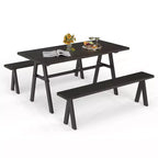 Costway 3 PCS Outdoor Picnic Table and Benches Set for 6 People 1.93 Umbrella Hole