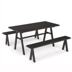 Costway Set Tavolo da Picnic e 2 Panche da Esterno per 6 Persone con Foro per Ombrellone da 1,93