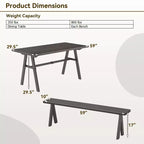 Costway Set Tavolo da Picnic e 2 Panche da Esterno per 6 Persone con Foro per Ombrellone da 1,93