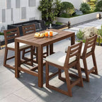 Ensemble de bar de patio rustique 5 pièces Whisen, ensemble table et chaises de patio avec chaises ergonomiques et plateau de table à lattes