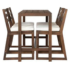 Ensemble de bar de patio rustique 5 pièces Whisen, ensemble table et chaises de patio avec chaises ergonomiques et plateau de table à lattes